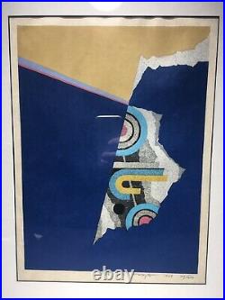 Fumio Fujita Woodblock Print 1969 Landscape B-69 Signed Mid Centuy Mod Abstract