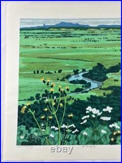 Fumio Kitaoka A. P Edition Woodblock Print Kushiro Marshland 1988 Signed