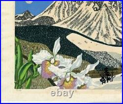 Fumio Kitaoka Woodblock Print Japanese Signed Art Snow Covered Mountain Original