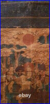 GENUINE ANTIQUE 18th THE DEATH OF BUDDHA WOODBLOCK OR PAINT