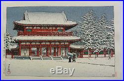 GENUINE JAPANESE WOODBLOCK PRINT By KAWASE HASUI SNOW AT HEIAN SHRINE, KYOTO