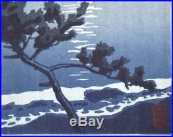 Genuine Japanese Woodblock Print Kawase Hasui Full Moon Light On The Lake