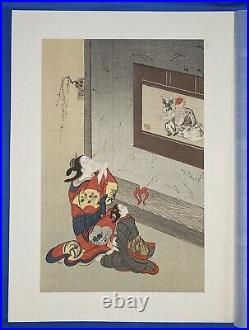 Girls Pointing Painter By Kiyoharu Kondo Woodblock Print