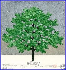 HAJIME NAMIKI JAPANESE Woodblock Print Tree Scene 127 Hand SIGNED by Pencil
