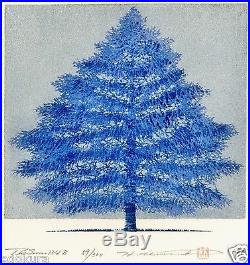 HAJIME NAMIKI JAPANESE Woodblock Print Tree Scene 134B Hand SIGNED by Pencil