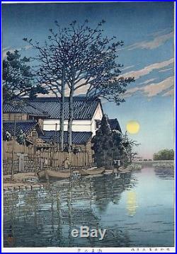 HASUI JAPANESE Woodblock Print SHIN HANGA Evening at Itako