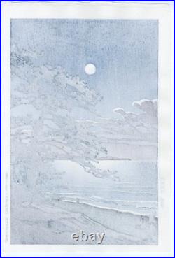 HASUI JAPANESE Woodblock Print SHIN HANGA Spring Moon at Ninomiya Beach