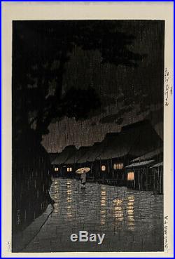 HASUI KAWASE Japanese Woodblock Print Rain at Maekawa