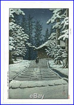 HASUI KAWASE Japanese woodblock print ORIGINAL Shin-hanga Konjikido in Snow