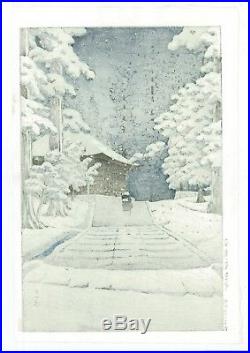 HASUI KAWASE Japanese woodblock print ORIGINAL Shin-hanga Konjikido in Snow