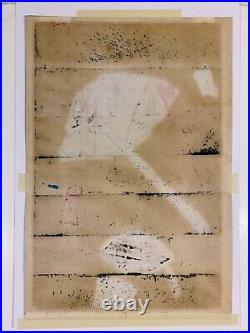 HIDEO HAGIWARA 20th c. Japanese Signed MODERN WOODBLOCK PRINT 1960s Abstract