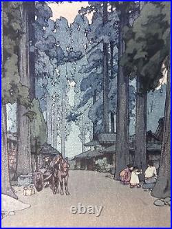 HIROSHI YOSHIDA Woodblock Print Criptomeria Avenue 1937 Pencil Signed, JIZURI