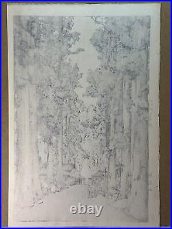 HIROSHI YOSHIDA Woodblock Print Criptomeria Avenue 1937 Pencil Signed, JIZURI