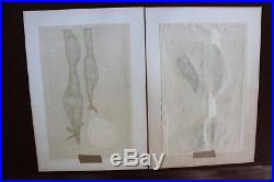Haku Maki Rare Pair Large Abstract Woodblock Prints Remain Series