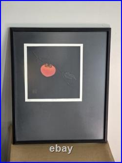 Haku Maki Signed Woodblock Print Persimmon Sosaku Hanga 22/153 Embossed with Box