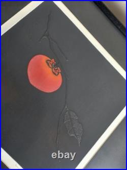 Haku Maki Signed Woodblock Print Persimmon Sosaku Hanga 22/153 Embossed with Box