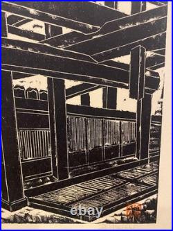 Haruhiko Sonogaki Hida Takayama Old Folk House Woodblock Print Signed Framed