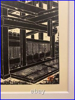 Haruhiko Sonogaki Hida Takayama Old Folk House Woodblock Print Signed Framed