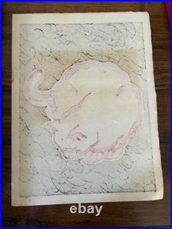 Hasegawa Sadanobu Red Cat Original Japanese Woodblock Print with Display Ease