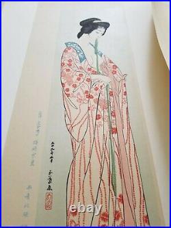 Hashiguchi Goyo Japanese Woodblock Print Woman in Long Undergarment