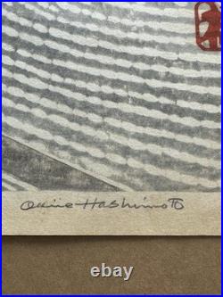 Hashimoto Okiie Japanese Woodblock Print1962 Garden No. 21SosakuHangaSigned 16/70