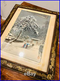 Hasui Kawase Japanese Woodblock Print / Watanabe / Honmon Temple at Ikegami