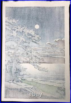 Hasui Kawase Spring Moon Ninomiya Beach Japanese Woodblock Print Ukiyo-e