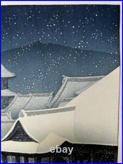 Hasui Kawase Spring Snow Kyoto Kiyomizu Temple Japanese Woodblock Print