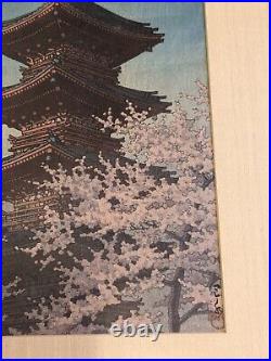 Hasui Kawase Toshogu Shrine at Spring Dusk Shin Hanga Woodblock Print, early ed