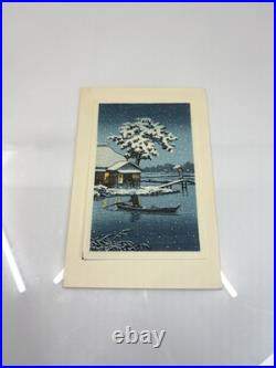 Hasui Kawase Woodblock Print Snow at Funabori