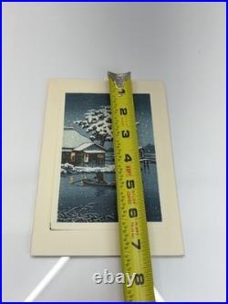 Hasui Kawase Woodblock Print Snow at Funabori