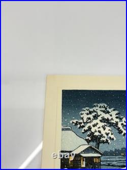 Hasui Kawase Woodblock Print Snow at Funabori