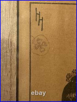 Helen Hyde Woodblock Print'Happiness Flower' 1907 Artist Signed