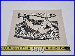 Hiratsuka Un'ichi Nude Woman Japanese Monochrome Woodblock Print