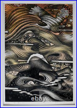 Hiroshi Tomihari Mt. Fuji and Clouds (B) Japanese Woodblock Print 1993 signed