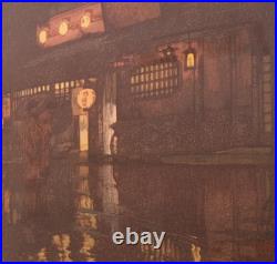 Hiroshi Yoshida Japan Japanese Woodblock Print Night in Kyoto Signed
