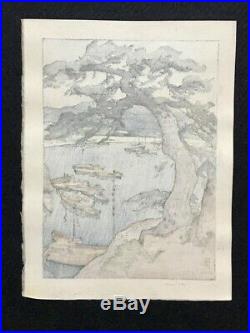 Hiroshi Yoshida Little Harbor Japanese Woodblock Print
