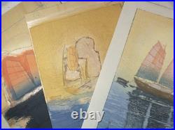 Hiroshi Yoshida Woodblock Print Sailboat Morning Setonaikai Collection