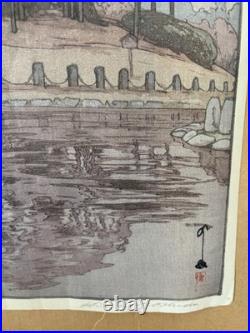 Hiroshi Yoshida Woodblock Yozakura In Rain Cherry Blossoms Jizuri Seal 1935