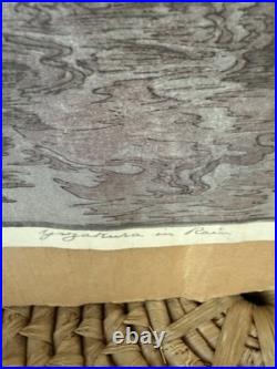 Hiroshi Yoshida Woodblock Yozakura In Rain Cherry Blossoms Jizuri Seal 1935