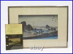 Hiroshige (1797-1858) Woodblock Print'Evening Rain at Azuma-no-mori