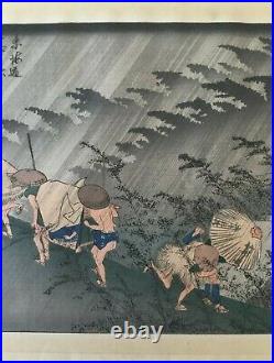 Hiroshige Driving Rain At Shono Japanese Woodblock Print