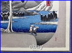 Hiroshige Utagawa Ukiyo-e Woodblock Print Snow scene of the Lake in Hakone