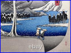 Hiroshige Utagawa Ukiyo-e Woodblock Print Snow scene of the Lake in Hakone