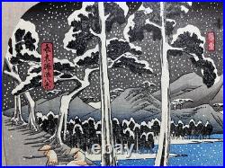 Hiroshige Utagawa Ukiyo-e Woodblock Print Snow scene of the Lake in Hakone