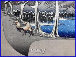 Hiroshige Utagawa Ukiyo-e Woodblock Print Snow scene of the Lake in Hakone