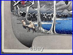 Hiroshige Utagawa Ukiyo-e Woodblock Print Snow scene of the Lake in Hakone