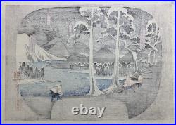 Hiroshige Utagawa Ukiyo-e Woodblock Print Snow scene of the Lake in Hakone