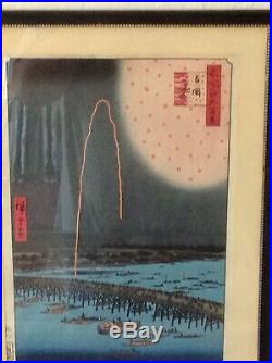 Hiroshige Woodblock In Frame 1920s Adachi Reprint