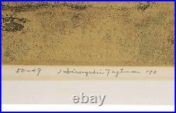 Hiroyuki Tajima Mr. Delo's Yellow Wall Japanese Midcentury Woodblock Print sgd
